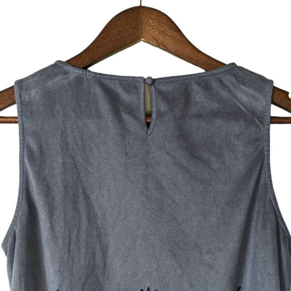 Altar'd State Dusy Blue Faux Suede Crop Top Scallop Eyelet Cottage Boho Small - Picture 3 of 6